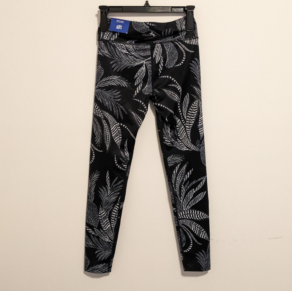 NWT Joy Lab black white leaf pattern athletic leggings size XS - Picture 4 of 7